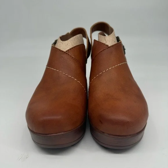 B.O.C. Women’s 8M Cecilia Brown Leather Platform Heeled Clog Clogs Shoes - Picture 2 of 13